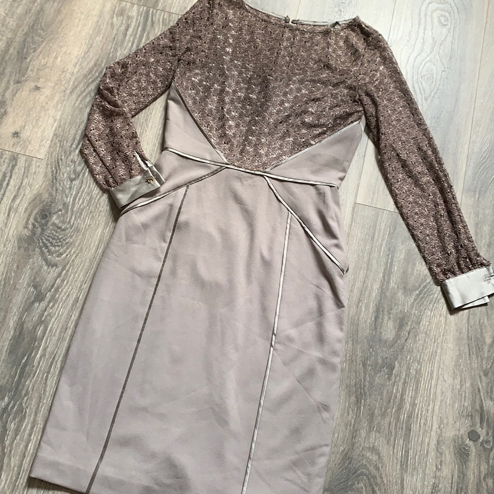 ANTONIO MELANI Mauve and Dusty Rose Two-Tone Sheath Dress